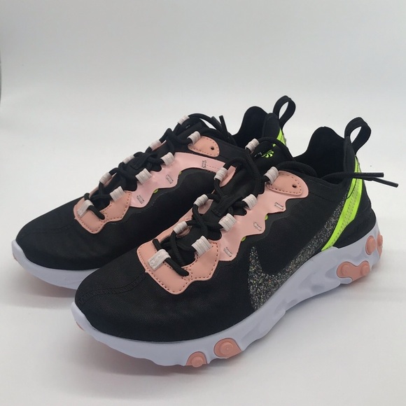 Nike Women's React Element 55 Premium Shoes Black - Picture 4 of 11
